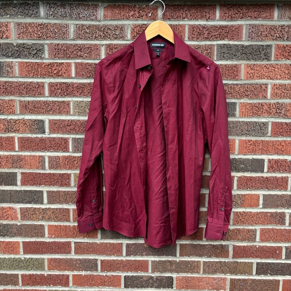Express Burgundy Collared Button Down Dress Shirt Express Burgundy Collared Button Down Dress Shirt