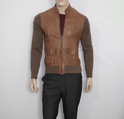 New CLASS ROBERTO CAVALLI Colorblock Bomber Jacket Leather/Cotton Size 38 ITALY