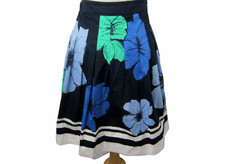 Talbots Skirt Women's 4P Pleated A-Line Knee Length Floral Stripe Vintage