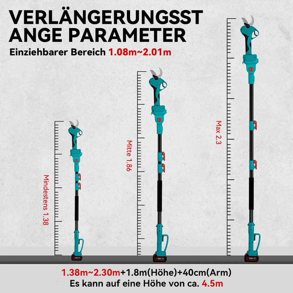 Akku-Astschere 45mm Gartenschere Teleskop Astsäge Stschneider für Makita18V Akku - Bild 2 von 4