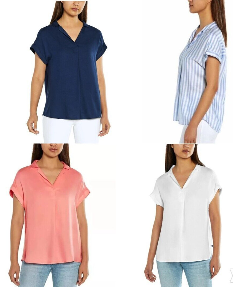 GAP Women's V Neck Short Sleeve Blouse