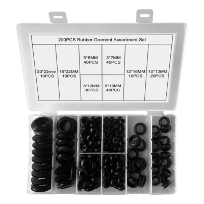 PODOFO 200tlg Durchgangstüllen Kabeltüllen Gummitüllen Sortiment Kabeldurchführung Satz