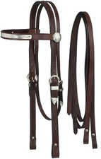 Draft Horse Dark Oil Leather Western Bridle with Silver Accents