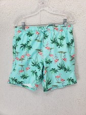 Old Navy Men Swimwear Small Blue Printed 100 Polyester Drawstring Swim Trunks