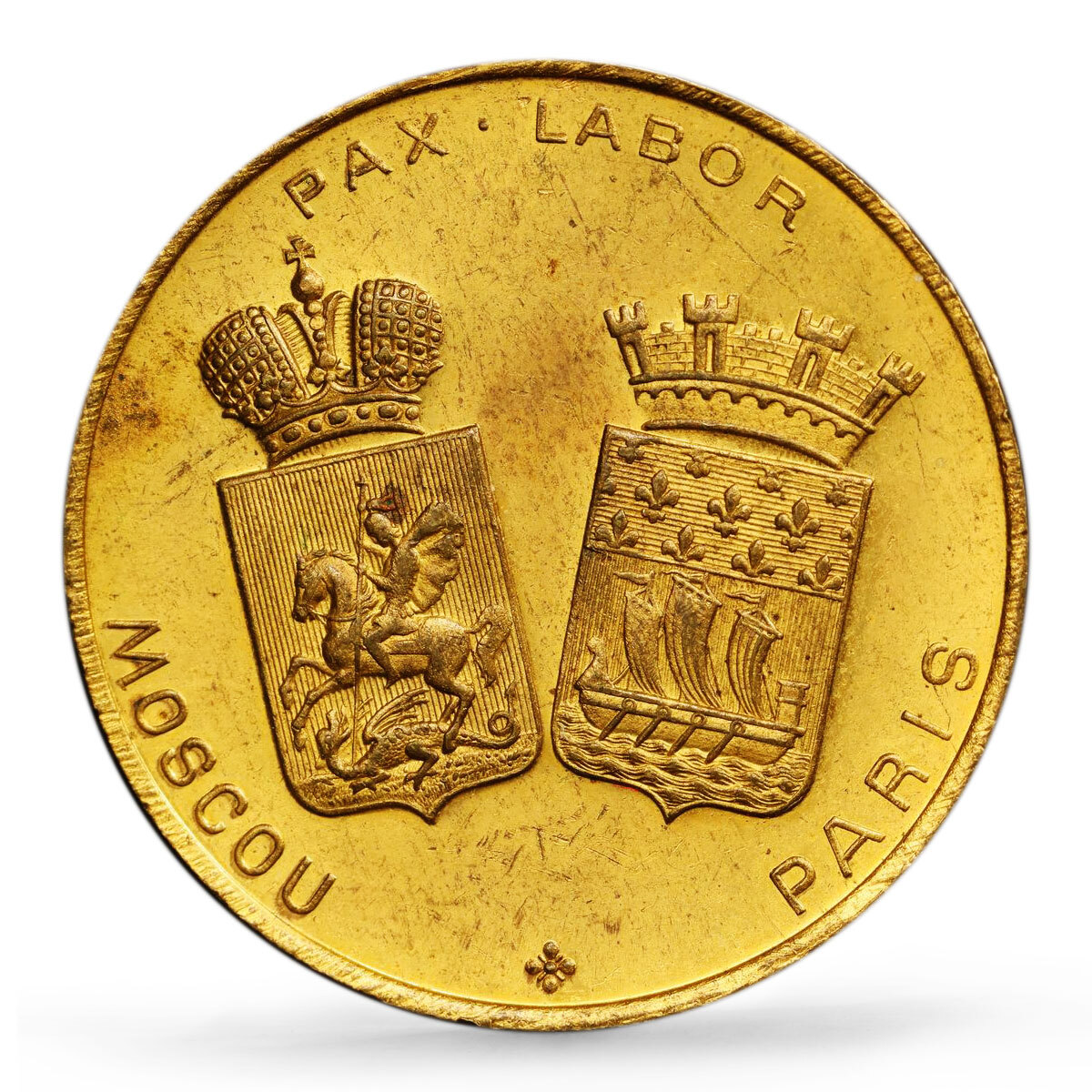 Russia Empire Moscow French Exhibition Expo Gilt SP63 PCGS copper