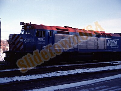 Vintage 1987 Train Slide 602 Metra Metropolitan Rail Engine Elgin IL Y2I056