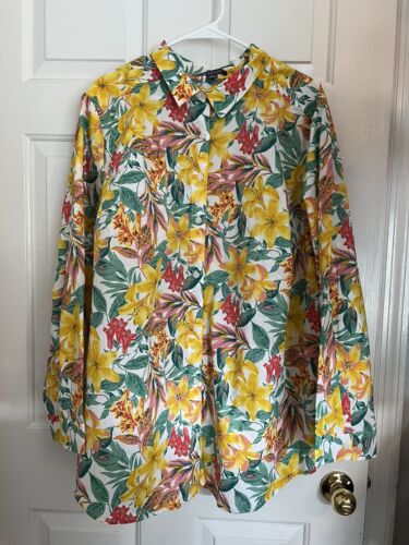 Roamans womans floral button up shirt