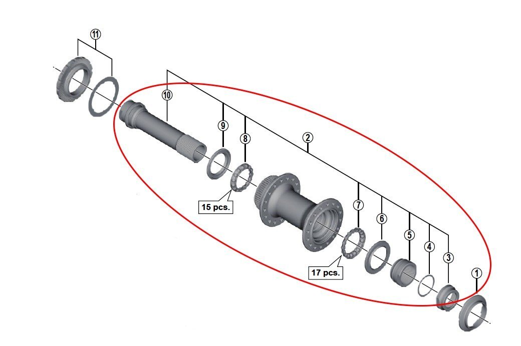 Shimano, ASSE Mozzo Completo Anteriore, HB-M8010