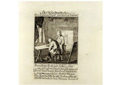 DER SEIDENSTICKER    Original Kupferstich von Weigel ca. 1730