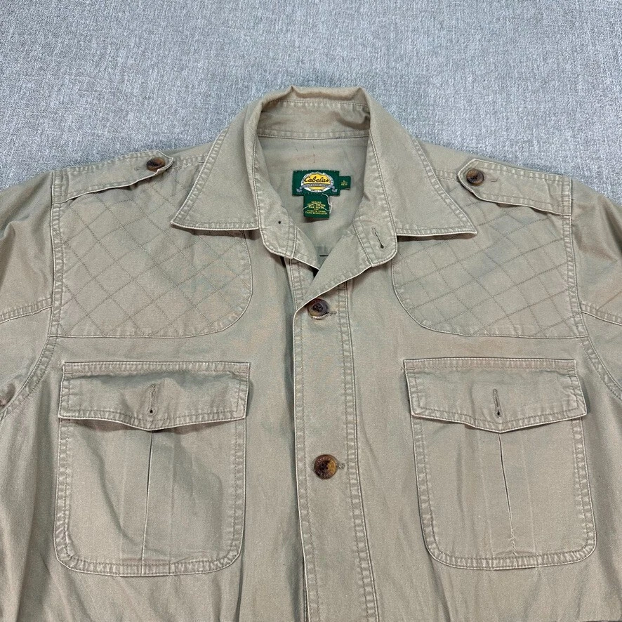 Cabelas 射击夹克男式大号纽扣帆布户外狩猎 — 第 2/4 张图片