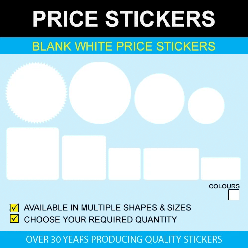 Blank White Price Stickers - Removable Adhesive