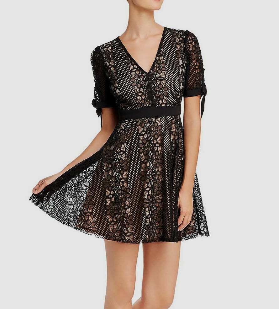Aqua Womens Cocktail Dress Lace Mini - Black/Nude - S Aqua Womens Cocktail Dress Lace Mini - Black/Nude - S