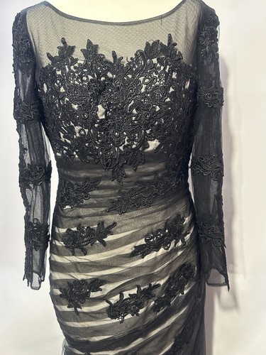 Dylan Queen Sheath/Column Lace Applique, black &beige Lace Elastic Woven Satin M - Picture 19 of 24