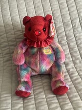 2001 July Red Ruby Birthday Bear Original Retired TY Beanie Baby EUC w/Tag