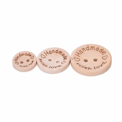 Choose Qty HANDMADE WITH LOVE Round 2-hole Craft Buttons 5/8'' 3/4'' or 1'' (1569)