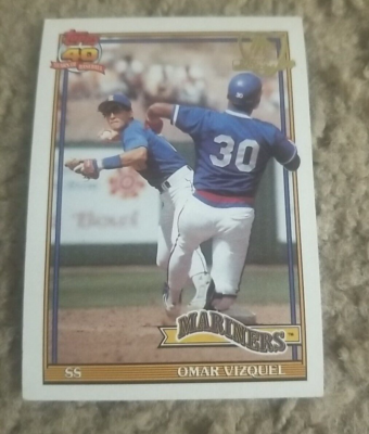 OMAR VIZQUEL 1991 TOPPS 40 YEARS OF BASEBALL CARD #298 MARINERS