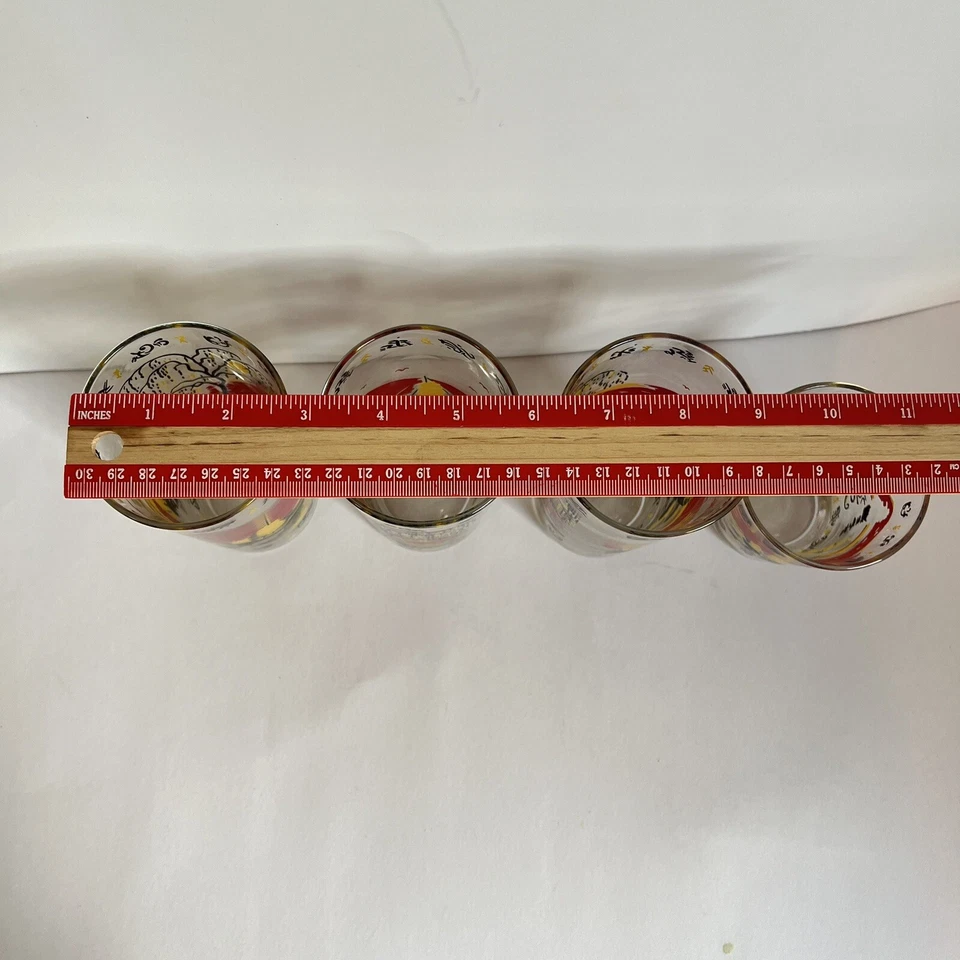 4 MCM VTG Libby Asian Inspired DRINK GLASSES RED AND GOLD EXCELLENT CONDITION - Image 3 of 4