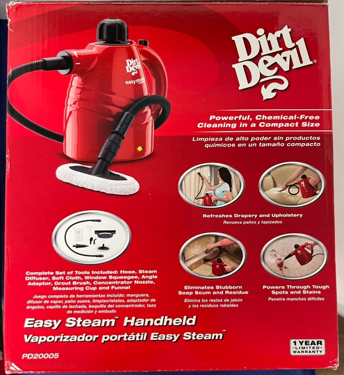 Dirt Devil Easy Steam Handheld Red #PD20005 includes set of tools