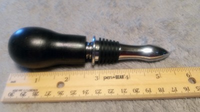 Handmade Ebony Wine Bottle Stopper with Cork Screw! Bar Gift Boss Gift.^