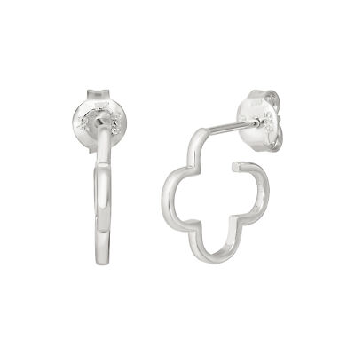 cai Creolen 925 Silber Steckcreolen Kleeblatt rhodiniert Modern Damen cloverleaf