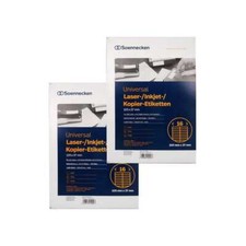 2x 100 arkuszy Soennecken 5764 etykiety uniwersalne 105 x 37 mm białe, po 1600 sztuk każda