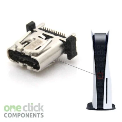 ONE CLICK COMPONENTS Per PlayStation 5 PS5 SLIM Presa Jack Porta USB Type-C Superspeed Anteriore