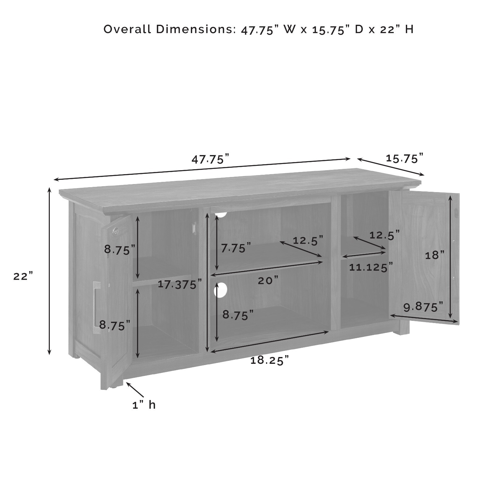 Camden Low Profile Tv Stand For 50+ Inch Tv Dark Walnut
