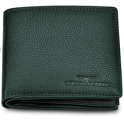 New Green Bi-Fold Leather Men's Wallet RFID Protection Gift Item