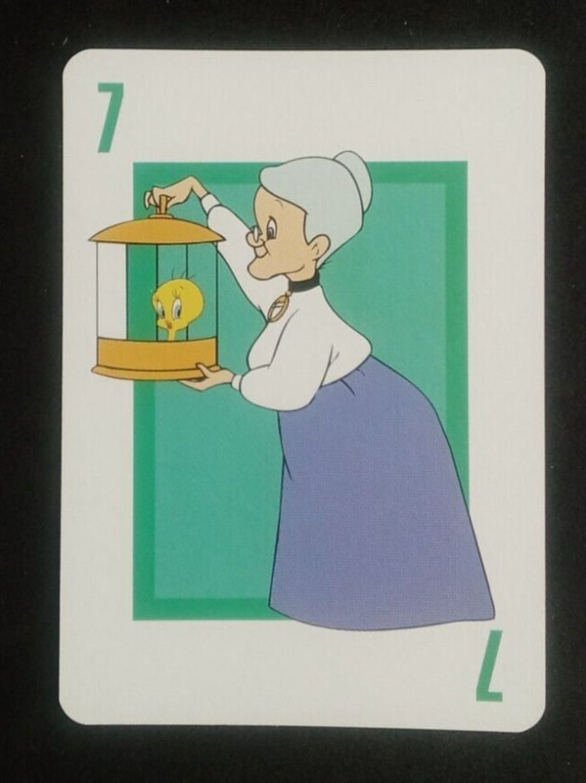 1998 Looney Tunes Crazy Eights Card Blue Tweety Bird Granny #7 | eBay