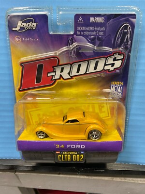 1/64 JADA D-RODS 1934 CUSTOM FORD THREE 3 WINDOW CHOPPED COUPE YELLOW