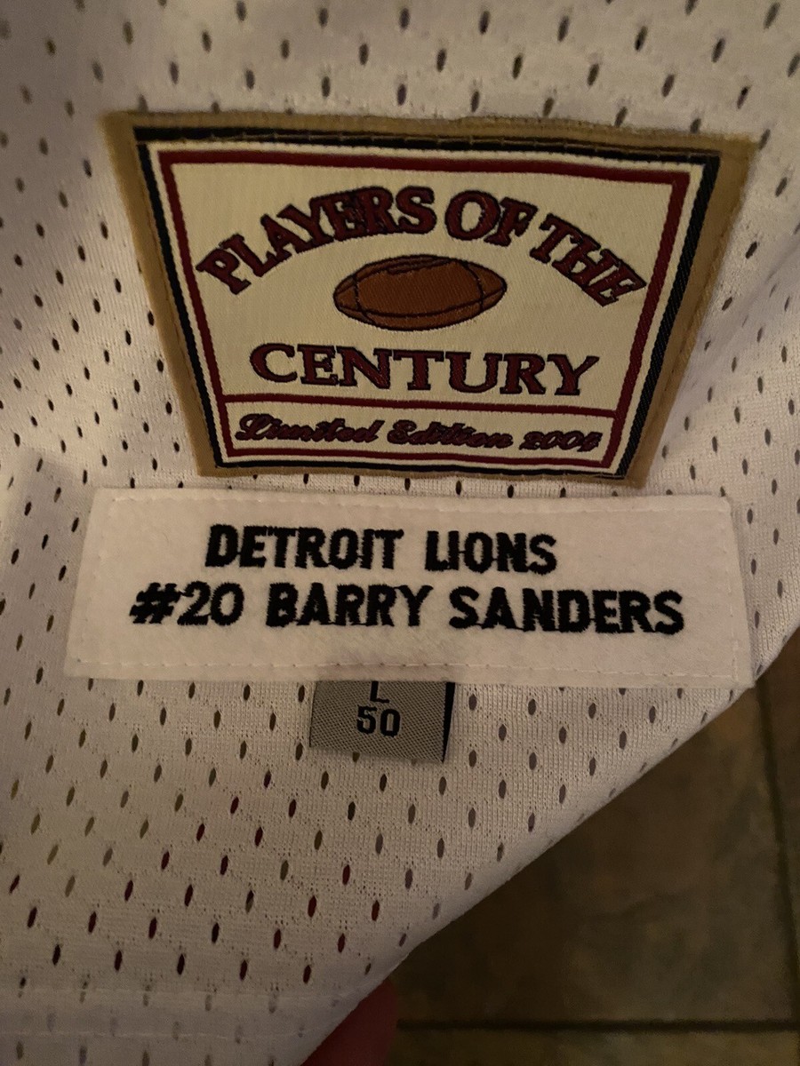 Barry Sanders Detroit Lions Throwback Jersey Size L 50 Players Of