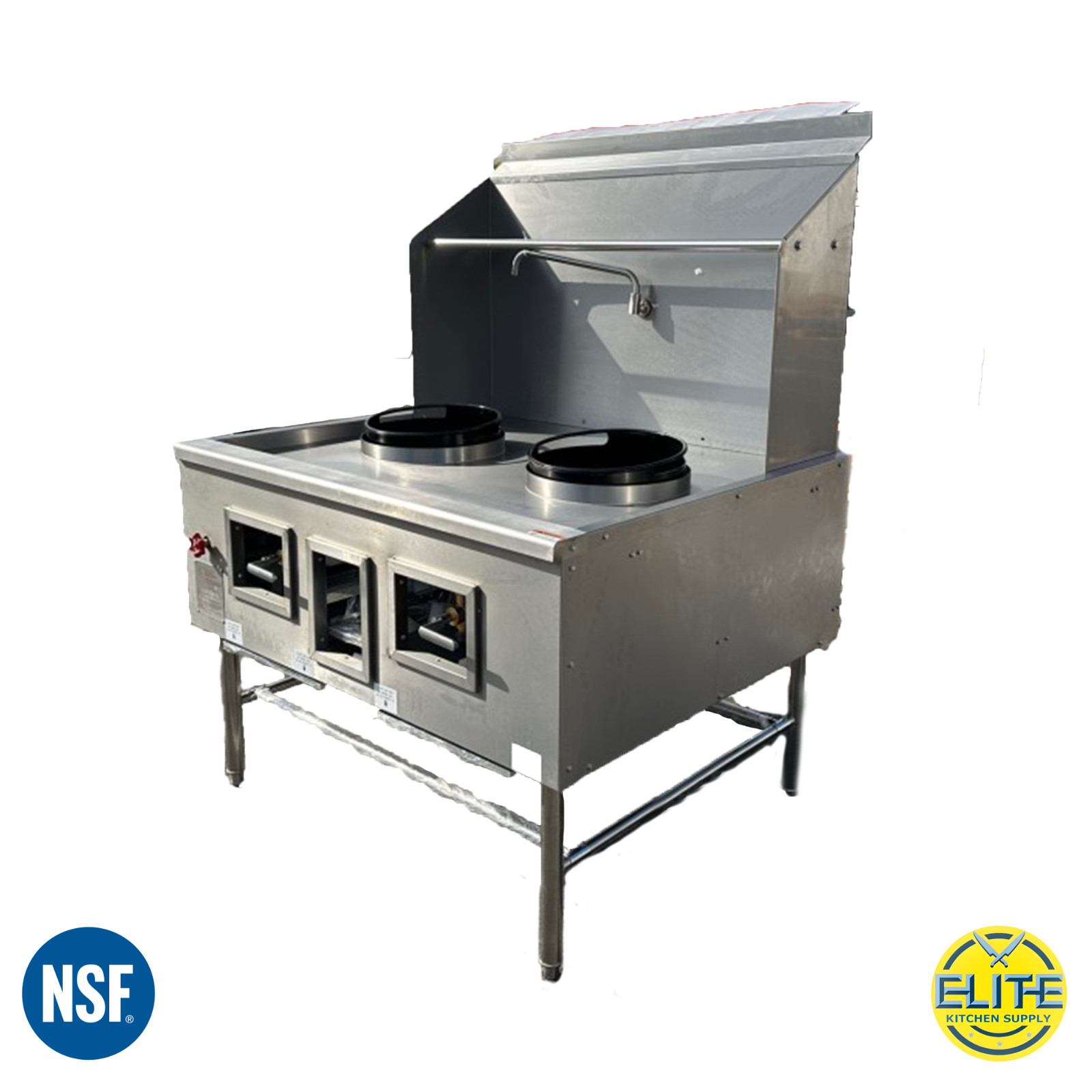NSF 13" Chinese Wok Range W/ Water Fall Propane LP Commercial Restaurant 2 Hole