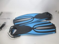 L/XL Blue Adjustable Buckles 4 Channel Blades Scuba Diving Fins with Open Heel