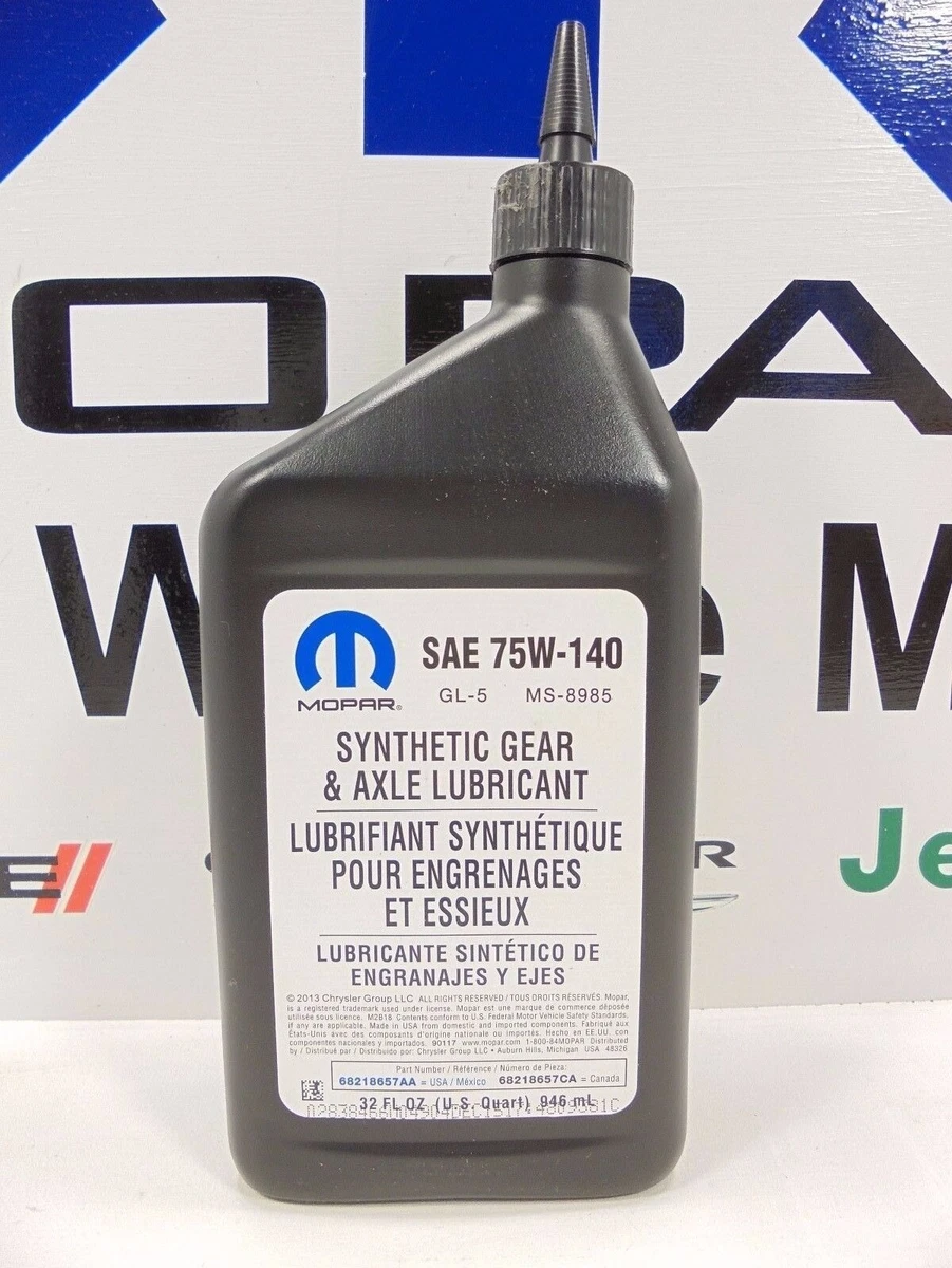 New Synthetic Gear & Axle Lubricant 75W-140 MS-8985 Quart Mopar  