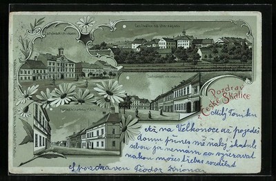 Mondschein-Lithographie Ceska Skalice, Cast námestí str. západní, Pohled k Star 