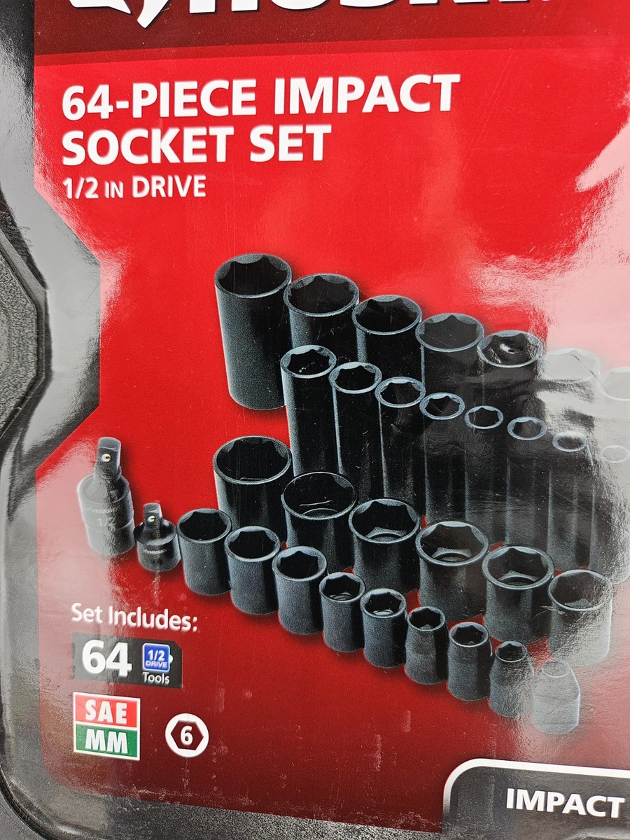 Husky H64IMPS 1/2 in. Drive SAE/Metric Impact Socket Set (64