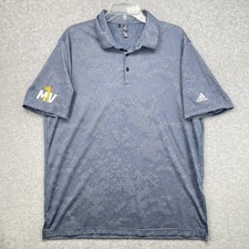 Adidas Primegreen Polo Shirt Camo Mens XL Blue Golf Short Sleeve Performance