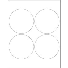 4" Glossy White Circle Laser Labels-4 Labels per Sheet-400 per Case