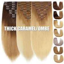 Clip In 100 Human Hair Extensions Full Head Real Remy Hair 8pcs Double THICK US