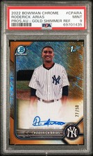 2022 Bowman Chrome Auto #CPARA Roderick Arias Pros.Au-Gold Shimmer Ref. PSA 9