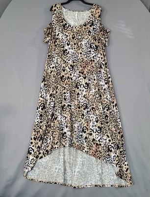 Ney Collection Women's Dress 3X Plus Size Orange Leopard Print