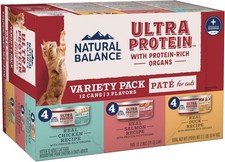 Natural Balance Ultra Protein Wet Cat Food Pate with 2.8 Ounce Pack of 12