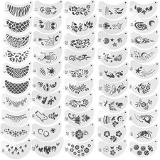 50 Pieces Face Paint Stencils Reusable Facial Painting Templates Body Facepai...