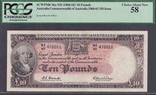 Australia 1960 Ten Pounds Coombs/Wilson R63 - PCGS 58 Choice about New