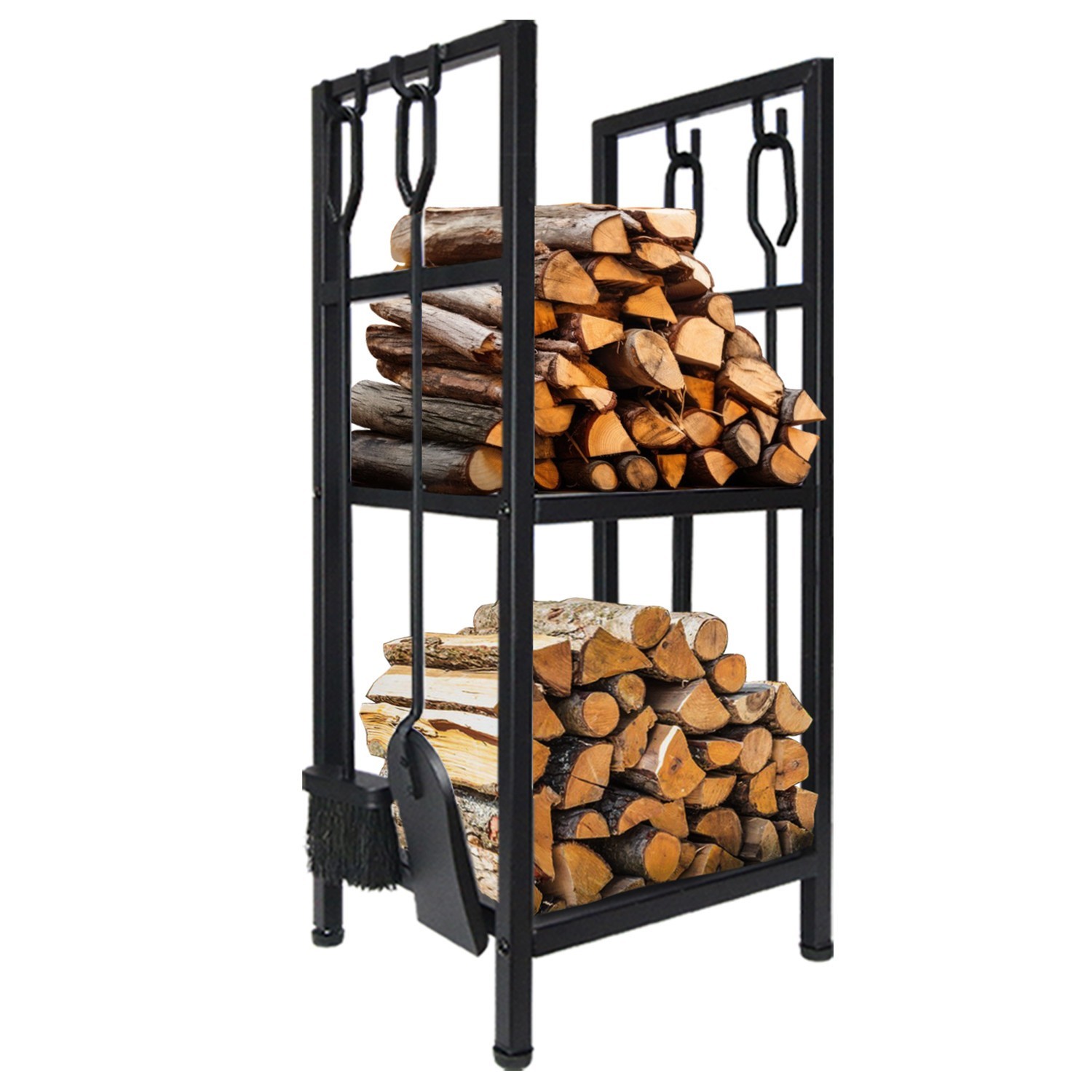 Support à bois noir pour cheminée charge max 80 kg en acier