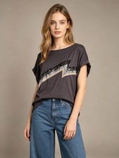 NWOT Mint Velvet Grey Sequins Top Short-Sleev...