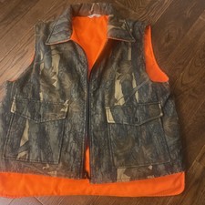 Vintage Conceal Camo Hunting Vest Blaze Orange Reversible Utility Vest Large Men