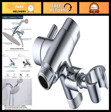 3-Way Solid Metal Shower Head Diverter with Adjustable Bracket, Anti-Leak, Easy