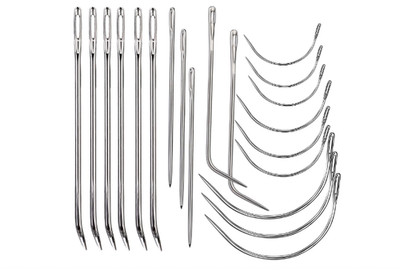 20 Heavy Duty Leather Sewing Needles Curved Upholstery Canvas Repair Kit