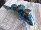 saliere,poivriere et moutardier en forme de poisson porcelaine irisée